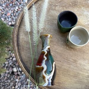 Small Glazed Ceramic Vase with Earthy Tones